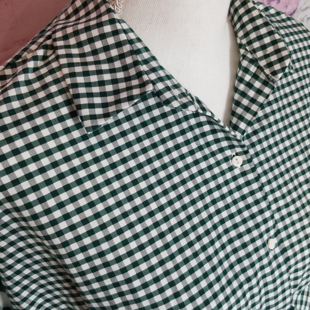 ZARA TRAFALUC COLLECTION GREEN CHECK OVERSIZED TOP - Picture 4 of 8